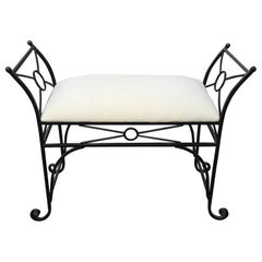Late 20th Century Modern Italian Iron and Upholstered Bench