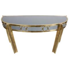 Mastercraft Demilune Brass and Lacquer Console Table, circa 1970s 10