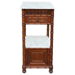 19. Jahrhundert. French Pine Faux Bamboo Marble Top Stand / Pedestal / Beistelltisch