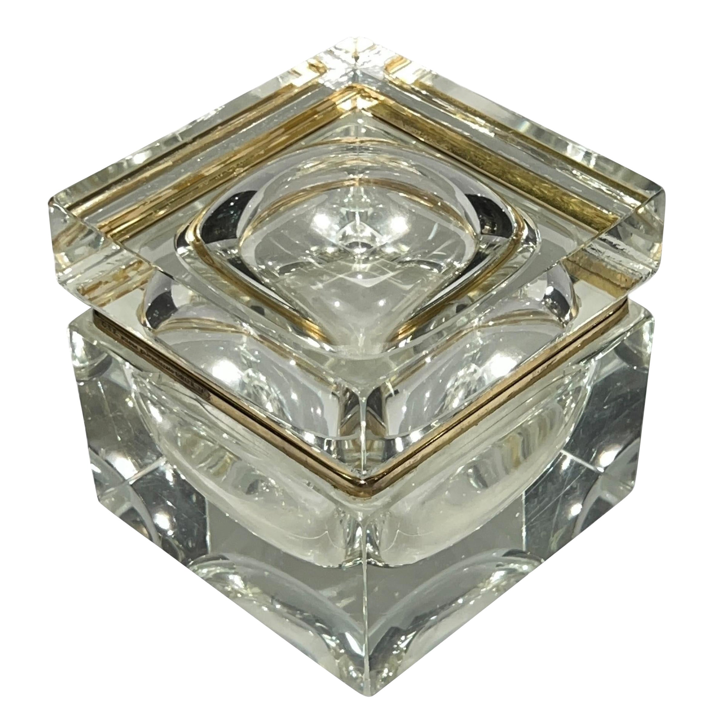 Caja de baratijas italiana de mediados del siglo XX en cristal de Murano Sommerso Art Glass