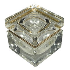 Caja de baratijas italiana de mediados del siglo XX en cristal de Murano Sommerso Art Glass