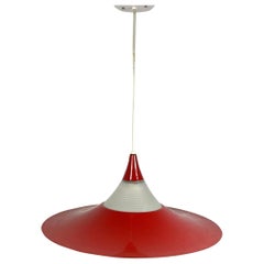 Red Postmodern Metal and Glass Chandelier Ceiling Lamp Fixture