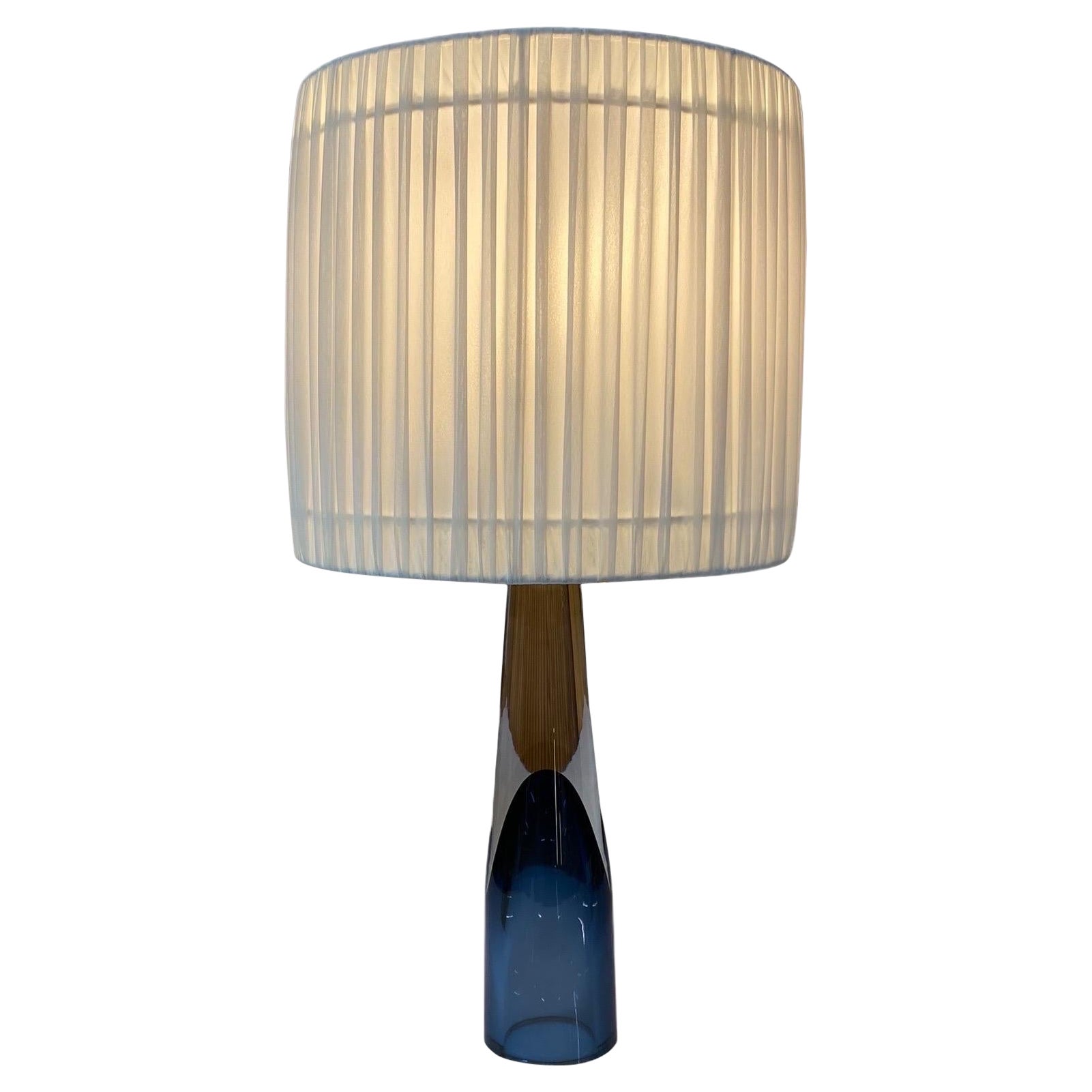 Lisa Johansson-Pape Blue Art Glass Table Lamp "Missis", Orno & Ittala 1950s