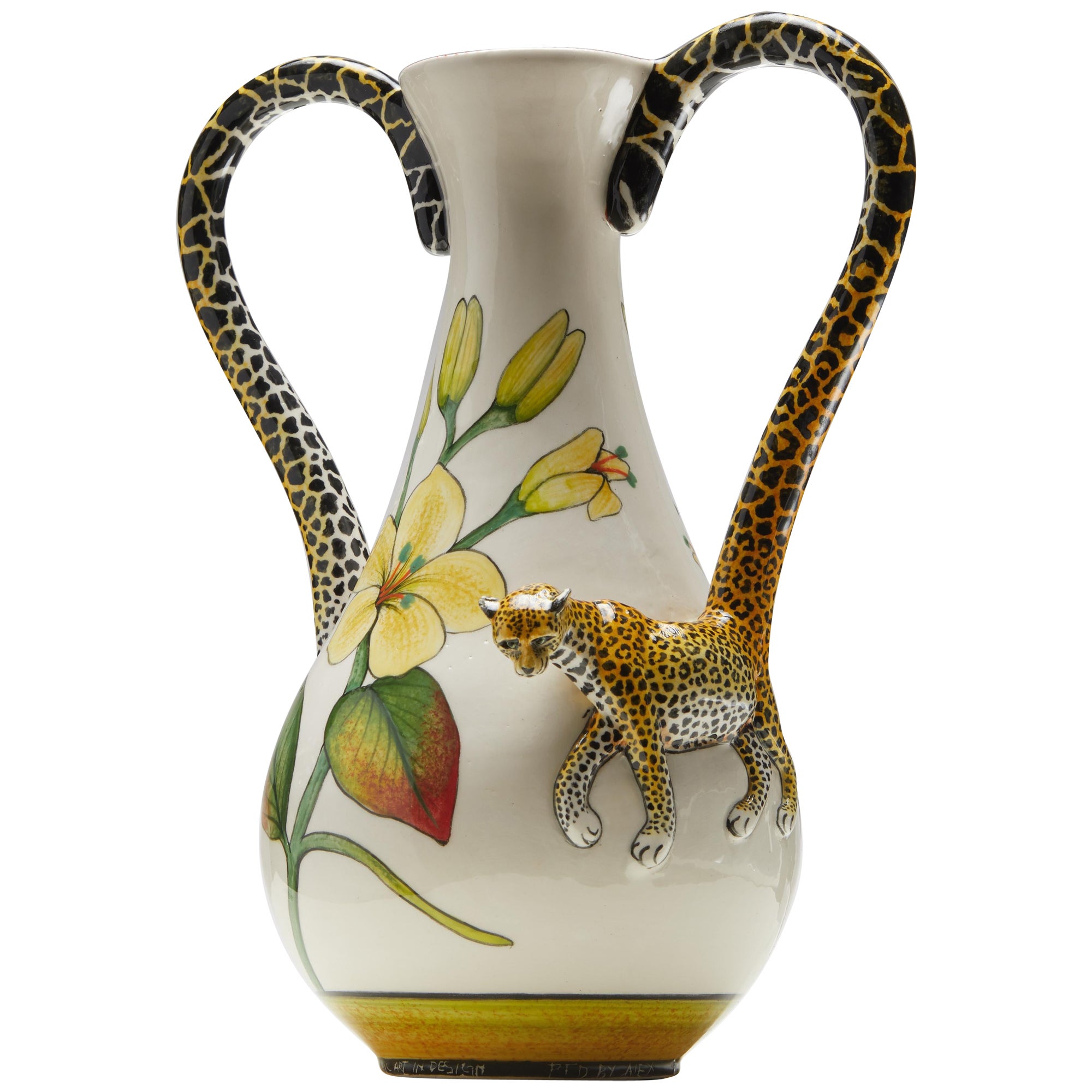 Vaso scolpito leopardato piccolo in vendita