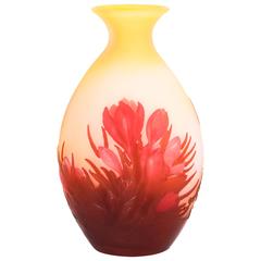 Art Nouveau "Crocus Soufflé Mold Blown Vase by, Emile Gallé