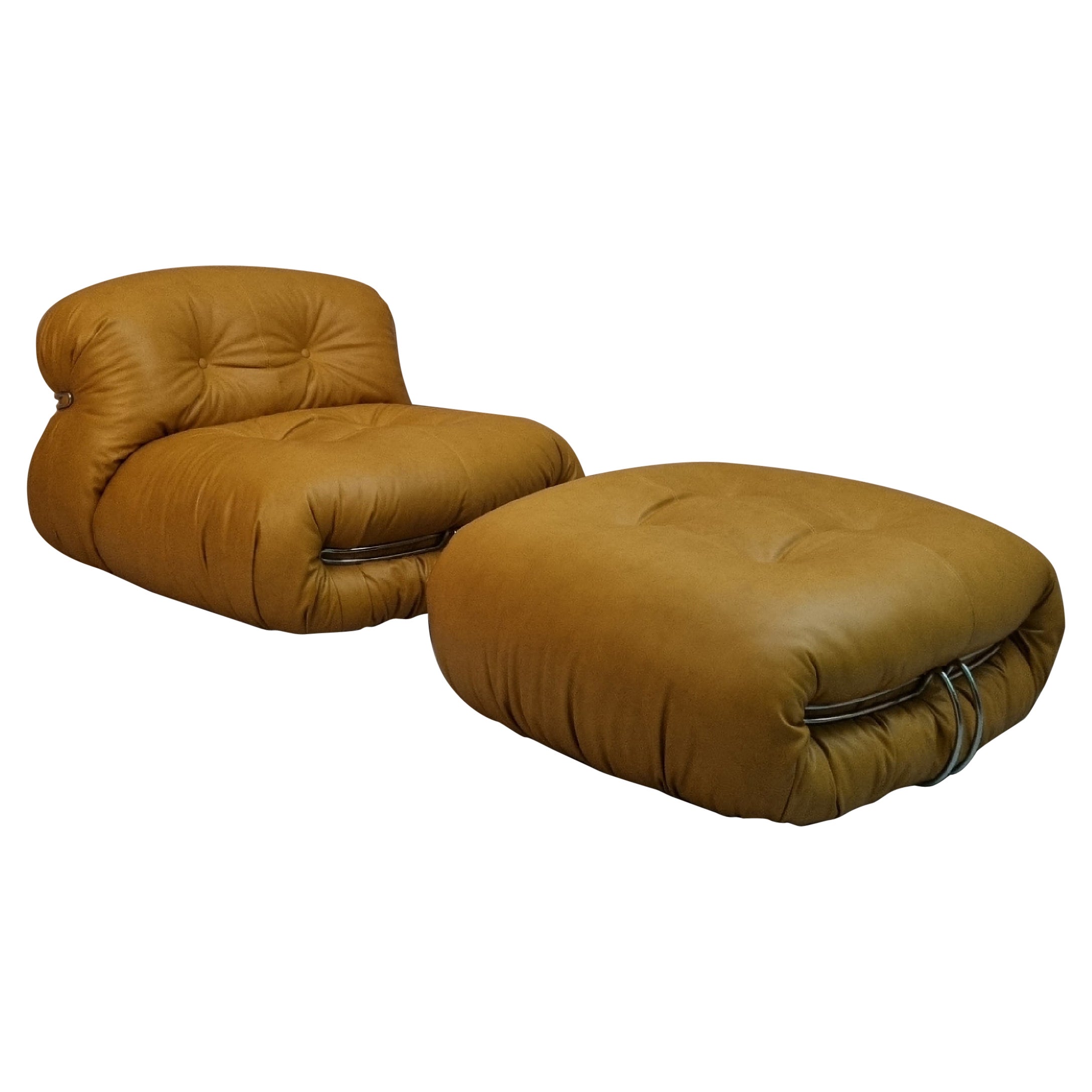 Poltrone e poggiapiedi Soriana di  Afra & Tobia Scarpa per Cassina 1969 in vendita