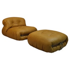 Soriana armchairs and footrest by  Afra and Tobia Scarpa for Cassina 1969
