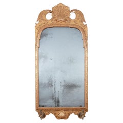 Fino espejo de pared dorado con gesso Girandole de Jorge I