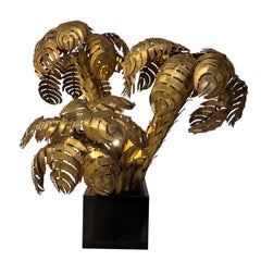 Lampada da tavolo in ottone Palm Tree di Maison Jansen, anni '70