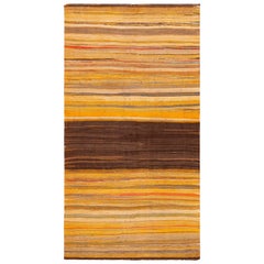 Warme Farben Vintage Marokkanischer Flachgewebe-Teppich 5'2" x 9'