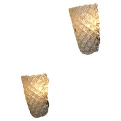 Pair of restored embossed Italian sconces attributed to Barovier&Toso