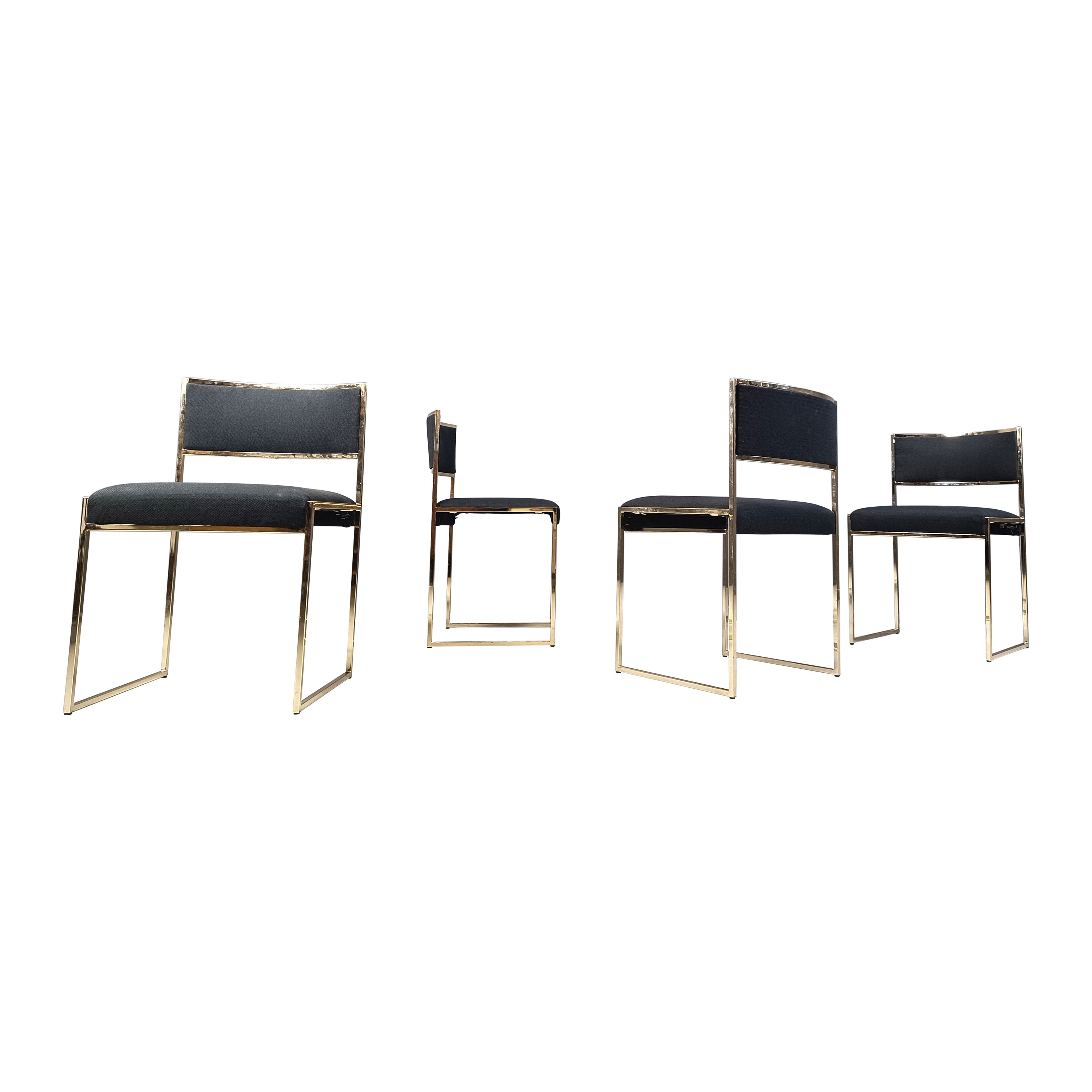 Vintage brass dining chairs by Willy Rizzo, 1970s
