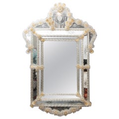 Vintage Italian Venetian Etched Glass Mirror
