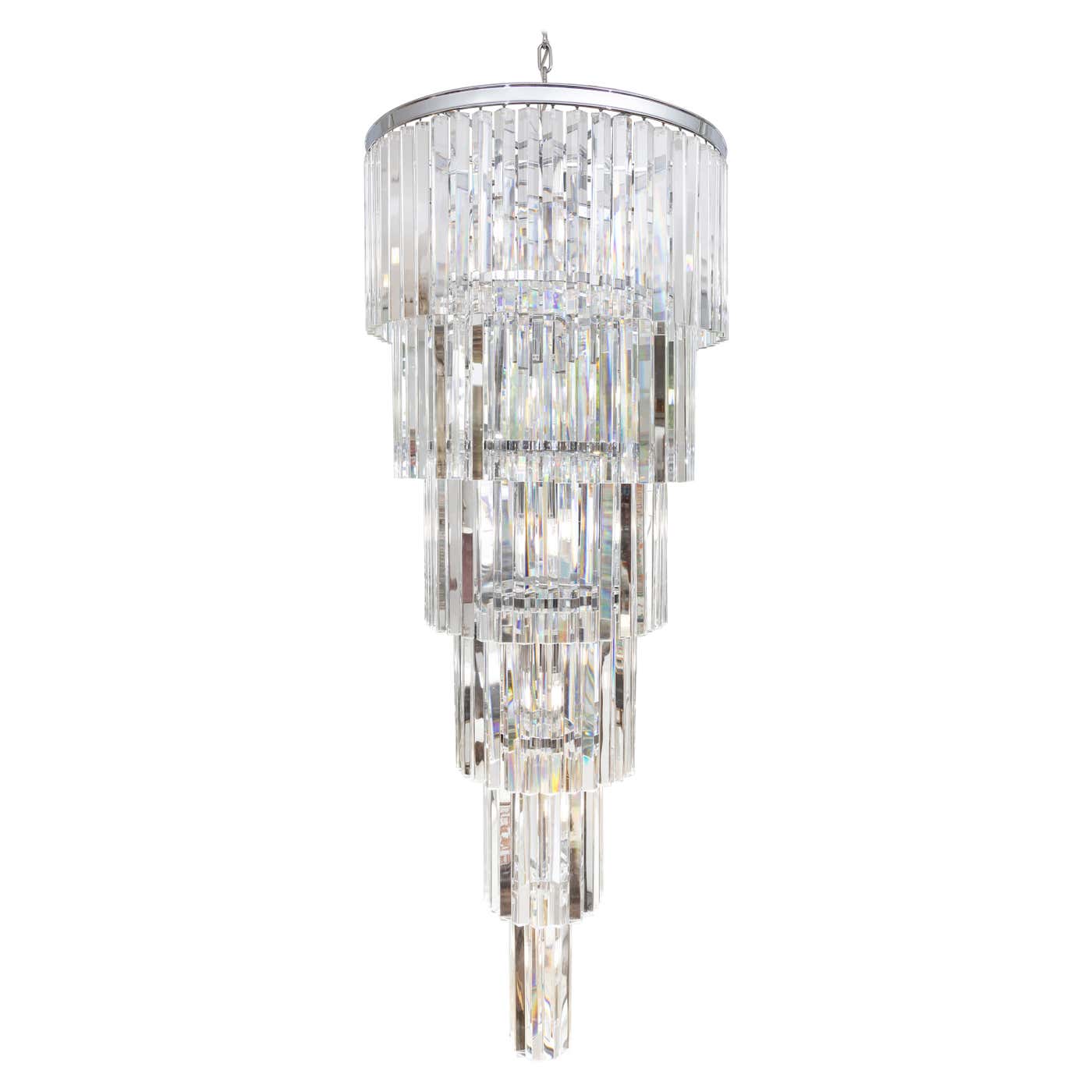 Circular Waterfall Six-Tier Crystal Chandelier For Sale at 1stDibs