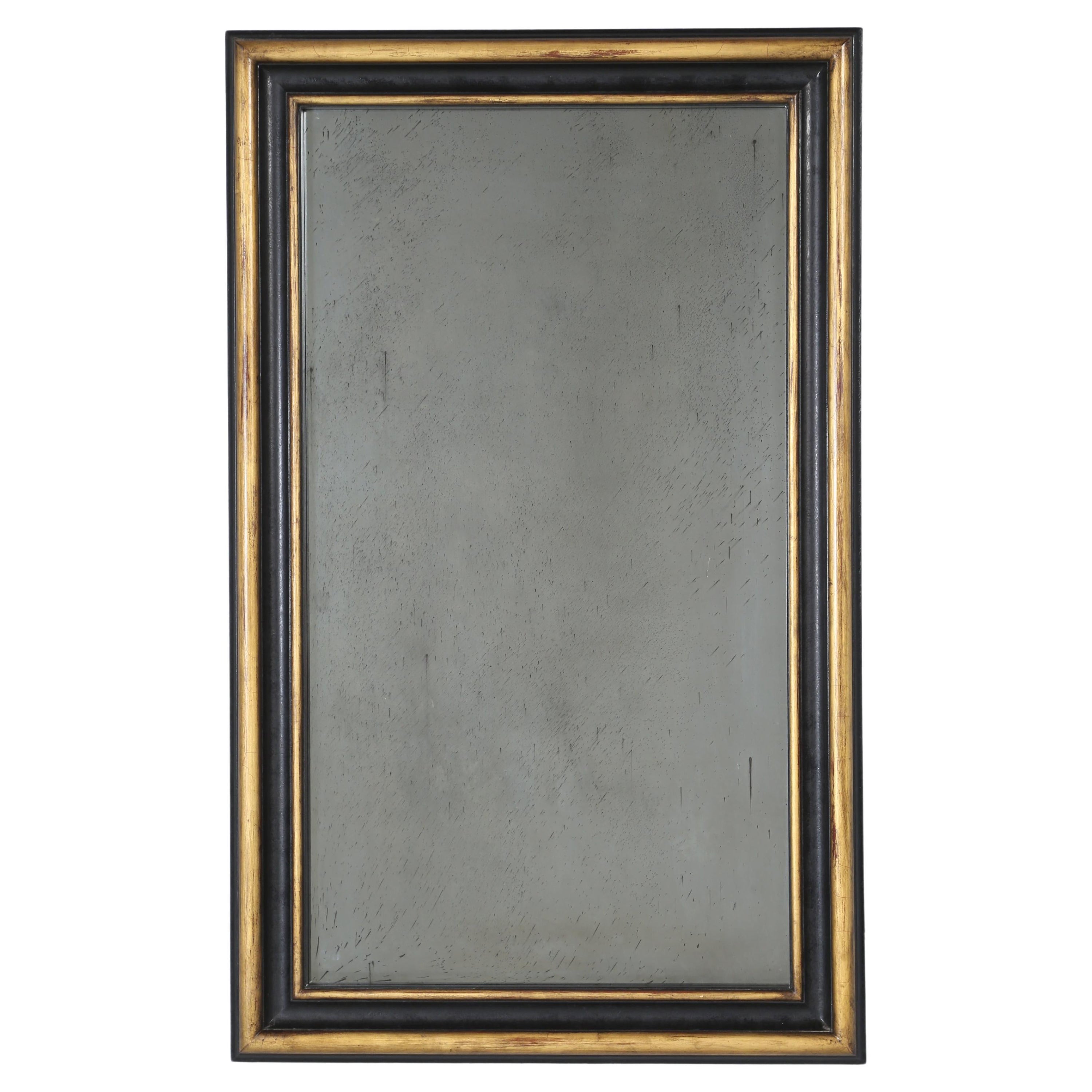 Custom Mirror Hand-Made in our Workshop Using 24kt Gold Leaf and Ebonized Oak For Sale