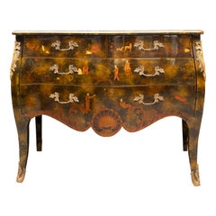 Französische Bombe-Kommode im Louis-XV-Stil, Chinoiserie, lackiert