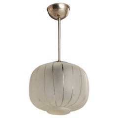 Schwedische Designerin, Pendelleuchte, Nickel, Glas, Schweden, 1940er Jahre