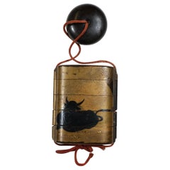 Un Inro giapponese in lacca a cinque parti con Netsuke, fine XIX sec.