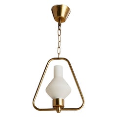 Schwedische Designer-Hängelampe, Messing, Glas, Schweden, 1950er Jahre