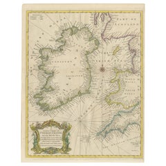 Handkolorierte nautische Charte: St. George's Channel und das irische Meer, 1744