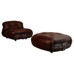 Soriana armchairs and footrest by  Afra and Tobia Scarpa for Cassina 1969