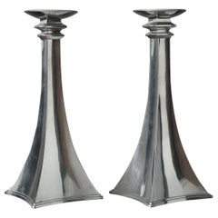 Paire de chandeliers Art déco en étain par Just Andersen, Danemark, années 1920