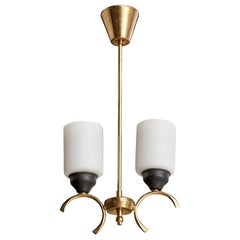 Schwedischer Designer, Kronleuchter, Messing, Metall, Glas, Schweden, 1960er Jahre