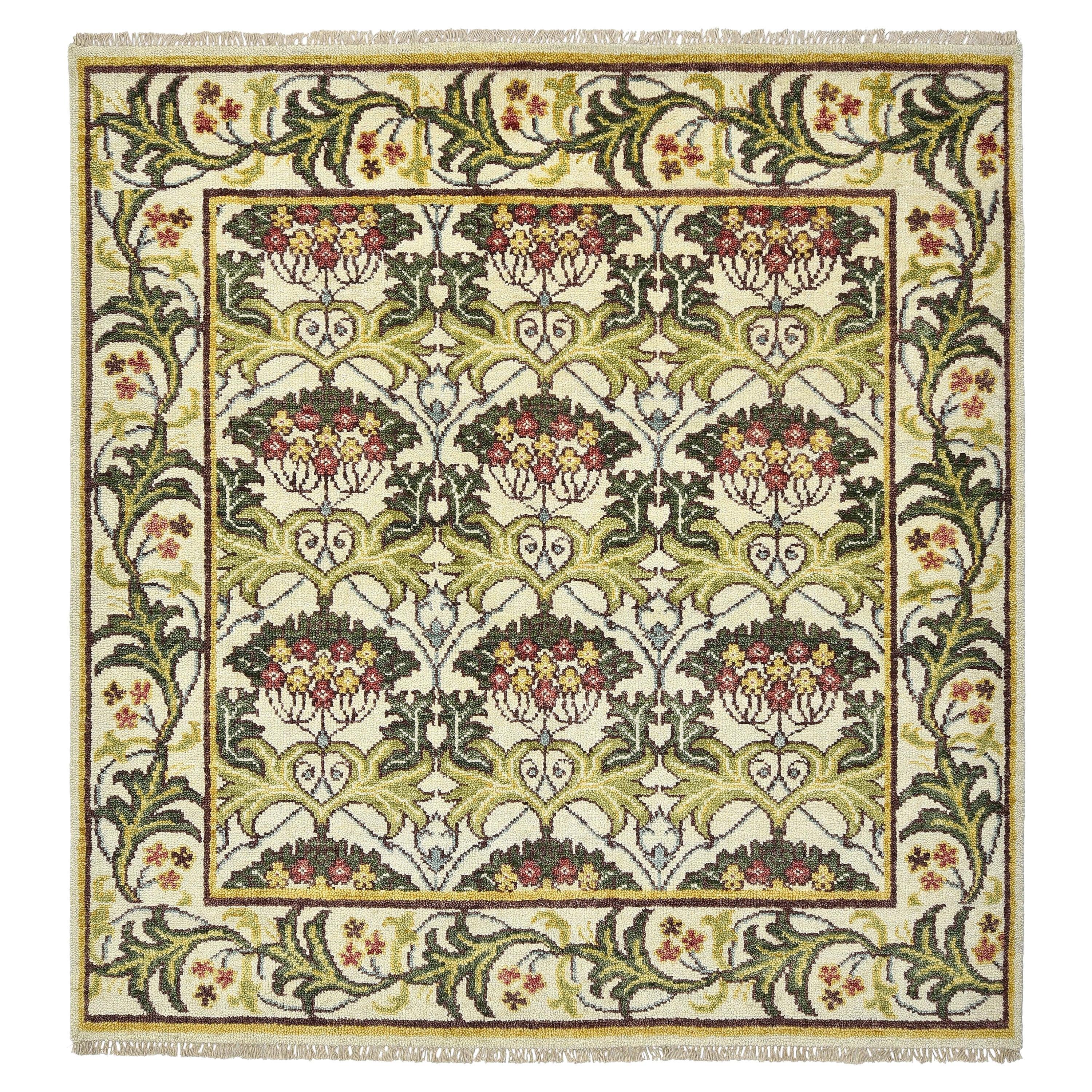 William Morris inspirierter Teppich in Elfenbein