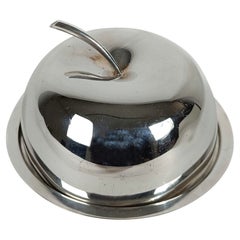 Lino Sabattini for Christofle Fleuron Silver Plated Apple-Shaped Butter Box, 70s