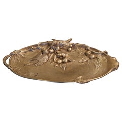 Plat vide-poche décoratif en bronze français du début du 20e siècle avec des oiseaux d'amour