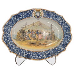 Grande piatto da portata francese del XIX secolo in faience dipinto Beau Quimper