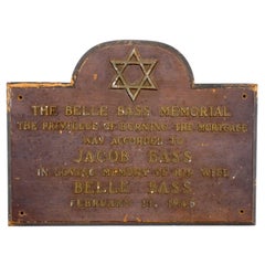 Used A Wooden American Belle Bass Synagogue Memorial Sign, 1945