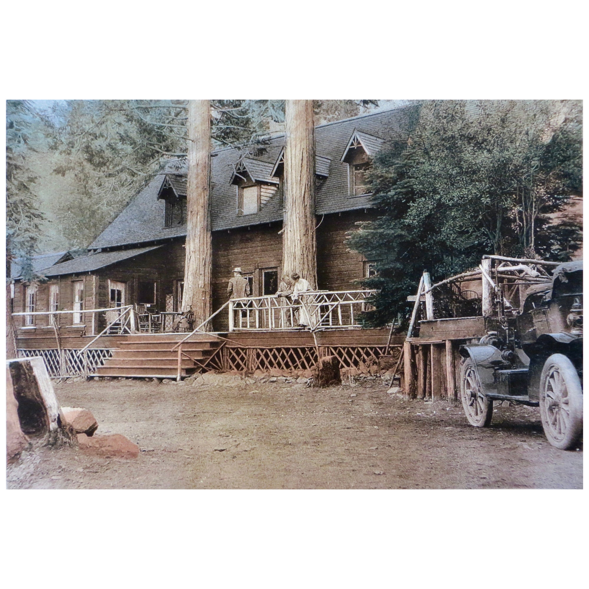 Foto originale del 1914, area del lago Tahoe; sala da pranzo del Fallen Leaf Lake Lodge