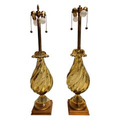Paire de lampes de bureau hautes en verre, vers 1940