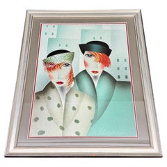 Robin Morris Ritratto Art Deco Mary e Eddie Litografia firmata limitata 172/350