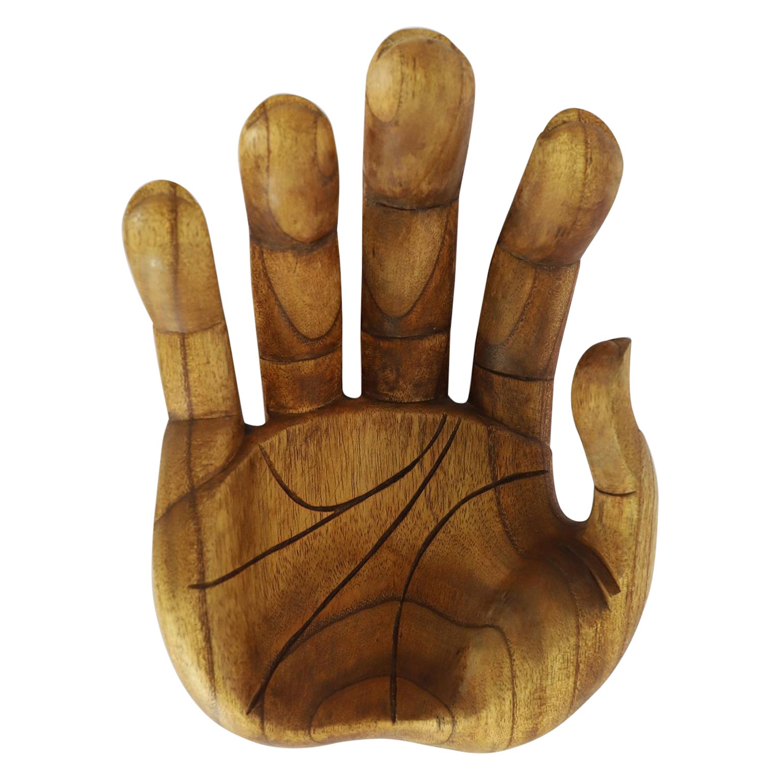 Frutero cavado sobre madera maciza en forma de mano
