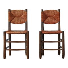 Superb Pair of Early Charlotte Perriand Model 19 Bauche Chairs, France, 1950s