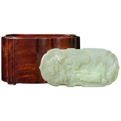 19th Century Wood Case with Carved Jade Cover