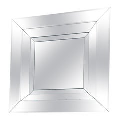 Postmodern Design Square Facet Cut Wall Mirror by Deknudt, Belgium 1970's