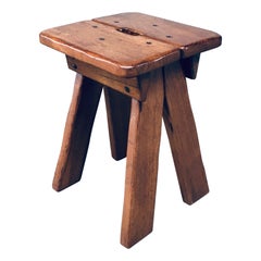 Brutalist Design Handle Stool, Belgium 1960's