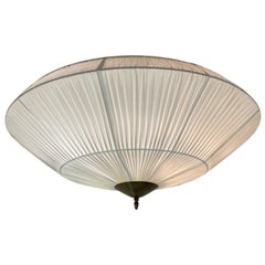 Large Finnish Design Flush Mount Brass & Synthetic Textile, model 75-002, 1950s