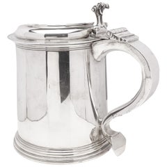 Edwardian sterling silver large tankard, 1912
