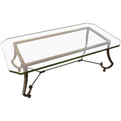 Maison Ramsay Patina Gold Leaf Wrought Iron Coffee Table