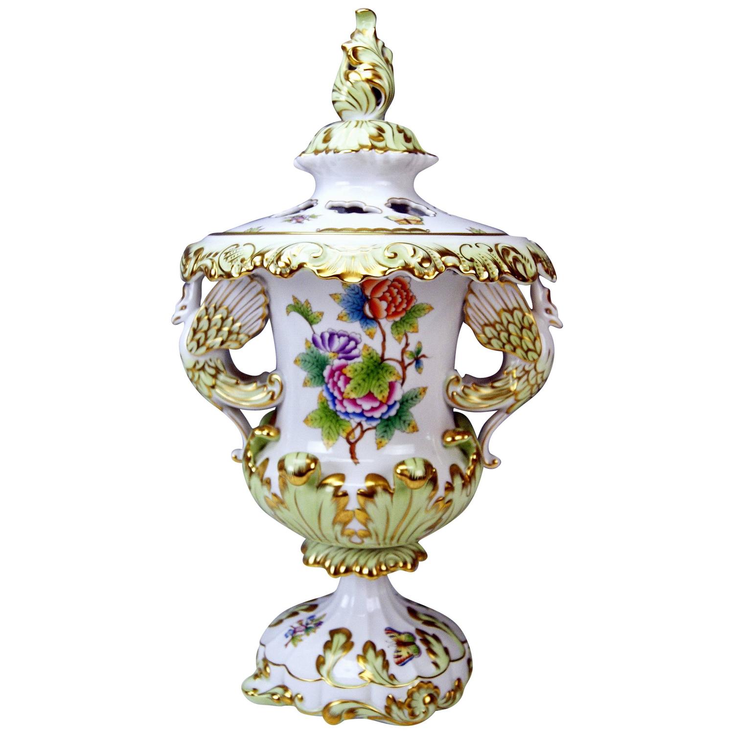Herend Huge Lidded Vase VBO Hungary Circa 1950 Height 22 63 Inches herend-huge-lidded-vase-vbo-hungary-circa-1950-height-22-63-inches