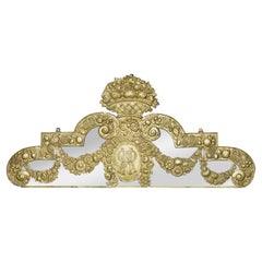 Antique English 19th Century Brass and Mirror Architectural Element with Floral Decor