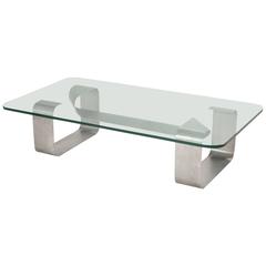 Steel Coffee Table with Glass Top by Paul Legeard for DOM