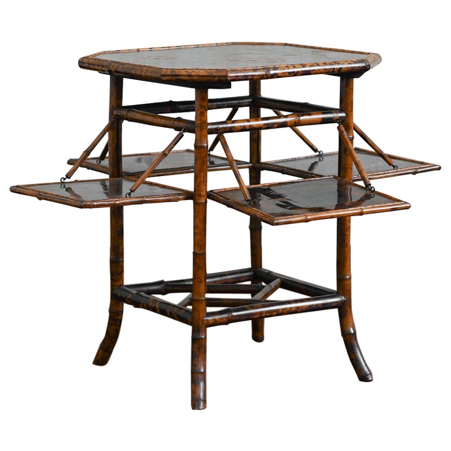 Table à thé en bambou et bois laqué, attribuée à Perret & Vibert, France