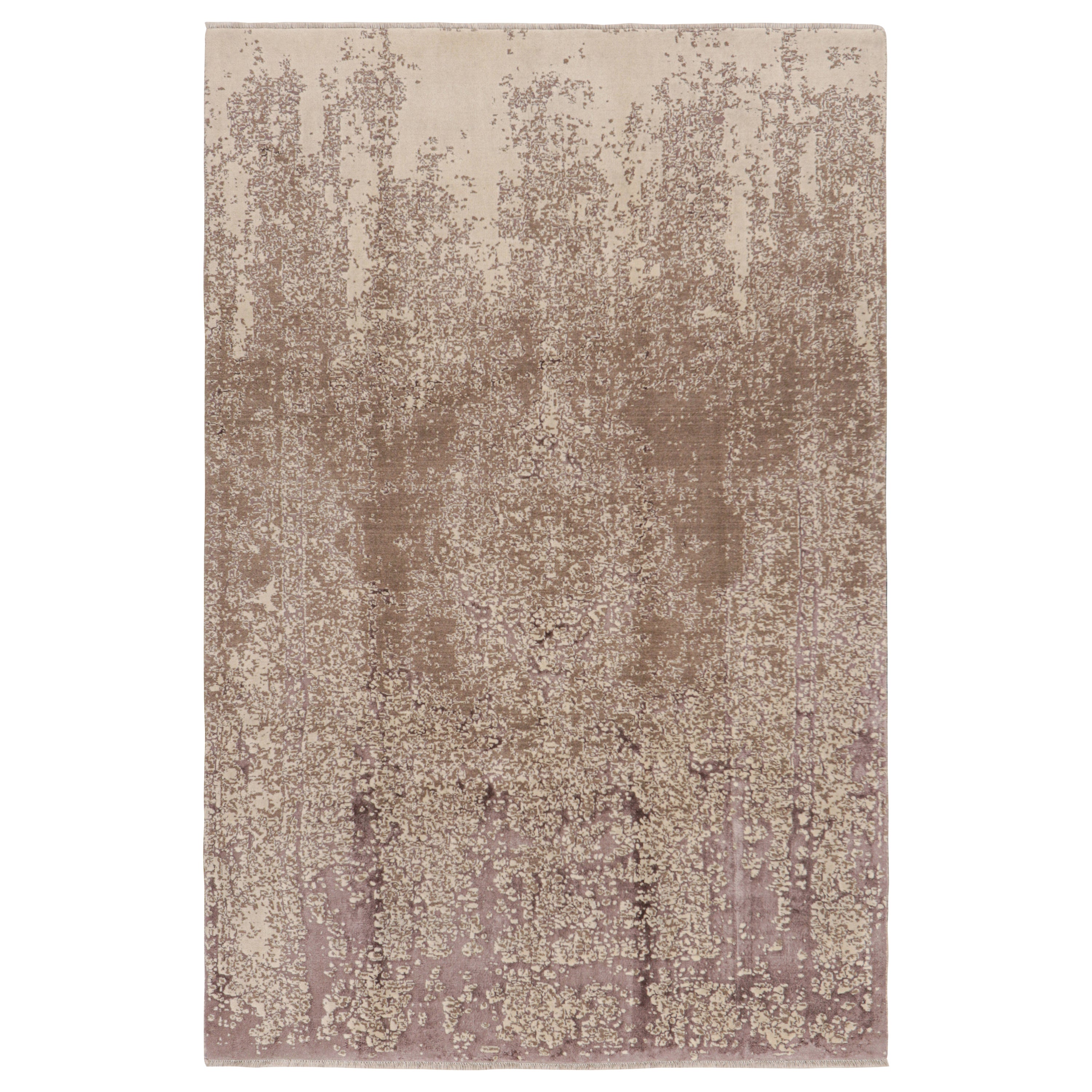 Rug & Kilim’s Modern Rug in Taupe and Mauve with Medallion and Abstract Patterns For Sale