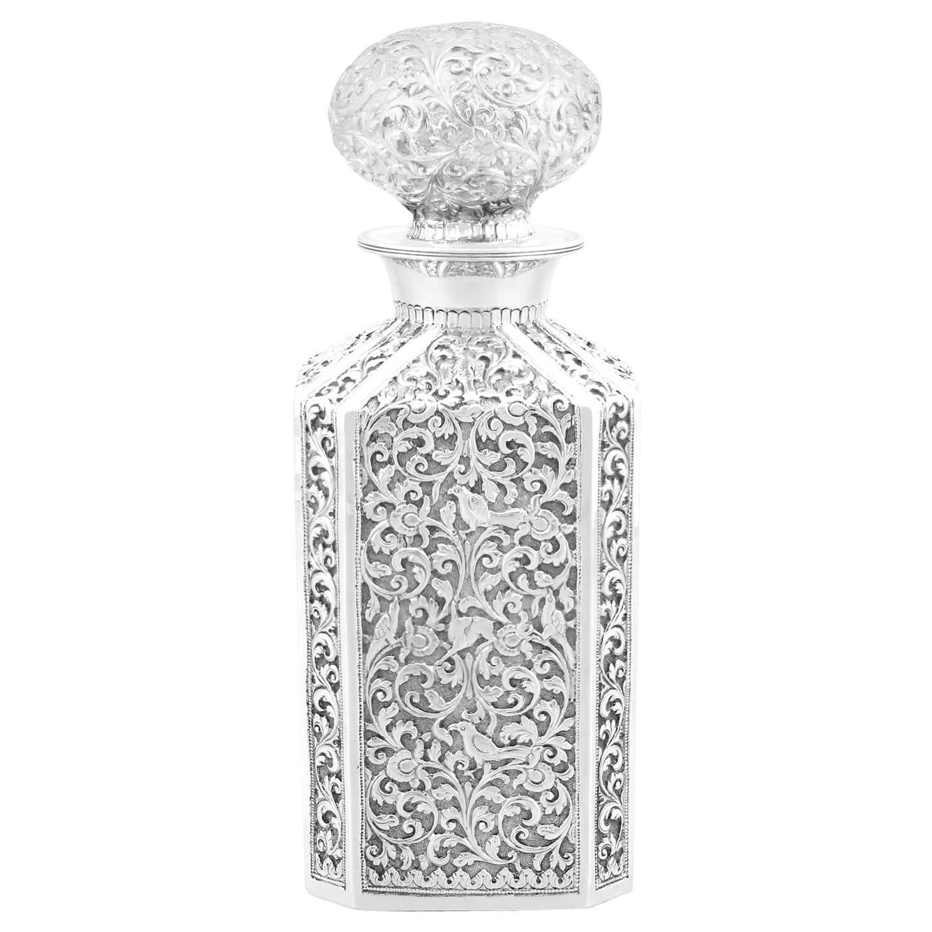 Antique Indian Silver Cologne Bottle Circa 1890