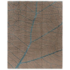 Alfombra Abstracta Rug & Kilim en Beige-Marrón con Motivos Geométricos Azules